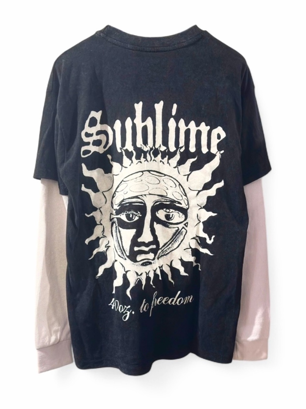 NWT Y2K Men’s Black Sublime Graphic Layered-Effect Band T-Shirt Size Medium